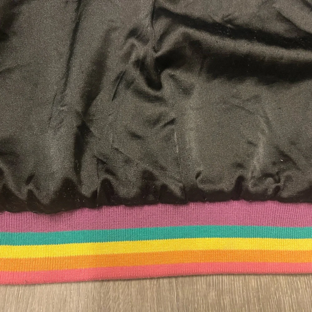 Girl's Design History Faux Fur Black/Rainbow Full Zip Jacket- Size M-‎ Pre-owned